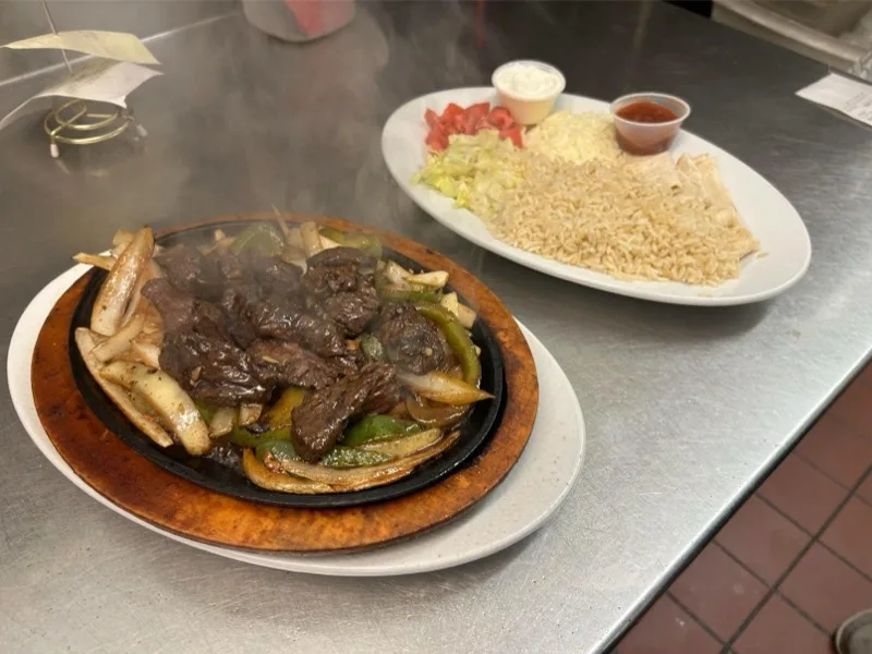 Sizzling Steak Fajitas with vegetables