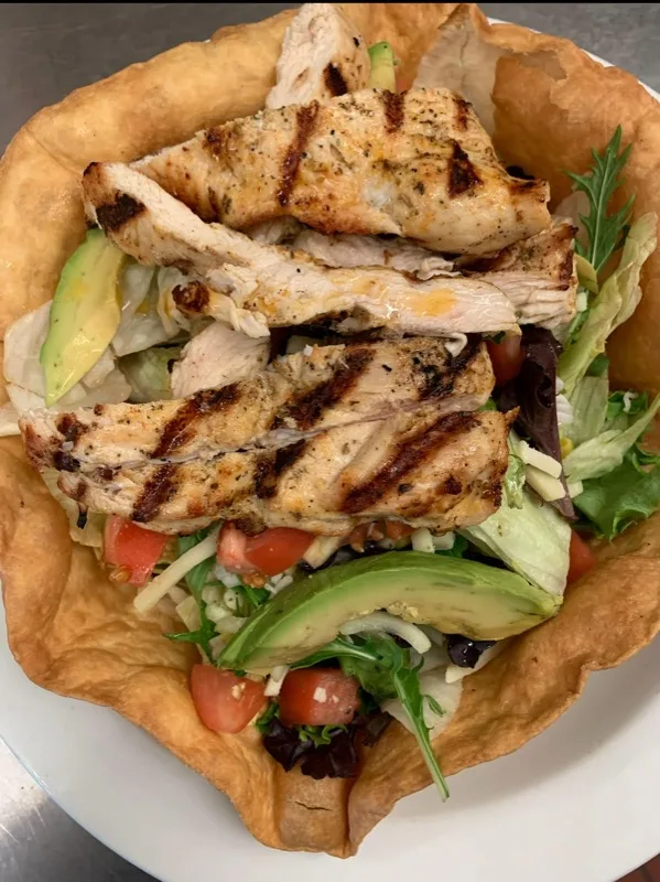 Tex Mex Salad Bowl with grilled chicken and avocado